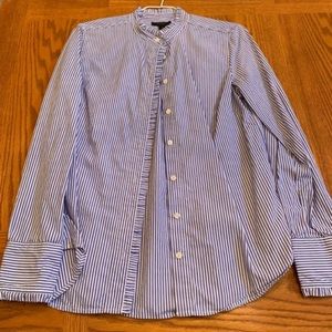 J Crew women’s white and blue stripe button down